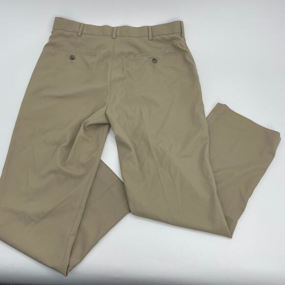 PGA TOUR Men's Flat Front Pants Size 34 x 30 Tan Motionflex 360 Classic Fit Golf - Picture 2 of 6